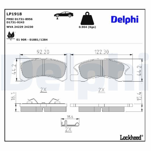 DELPHI Bremsbelagsatz, Scheibenbremse