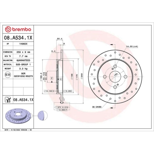 BREMBO Bremsscheibe XTRA LINE - Xtra