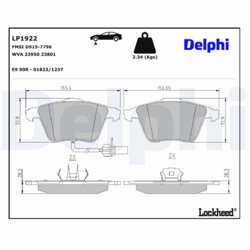 DELPHI Bremsbelagsatz, Scheibenbremse
