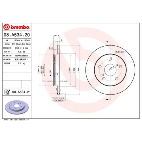 BREMBO Bremsscheibe PRIME LINE - UV Coated