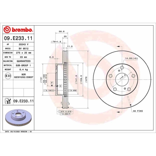 BREMBO Bremsscheibe PRIME LINE - UV Coated