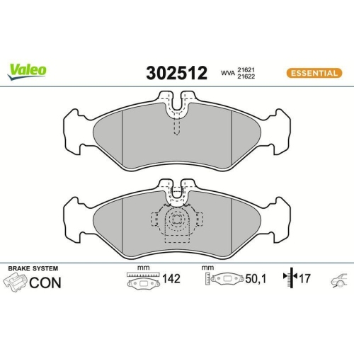 VALEO Bremsbelagsatz, Scheibenbremse ESSENTIAL