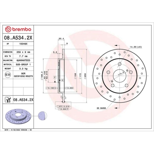 BREMBO Bremsscheibe XTRA LINE - Xtra