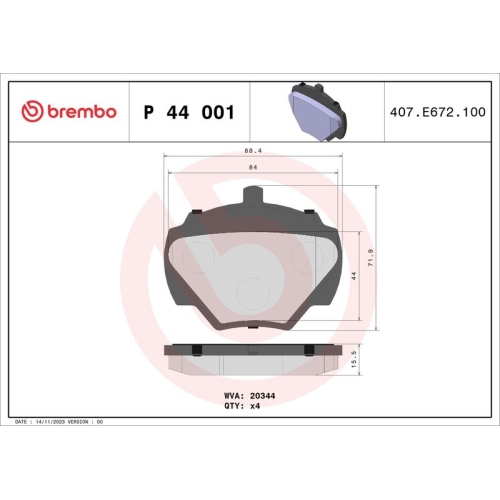 BREMBO Bremsbelagsatz, Scheibenbremse PRIME LINE