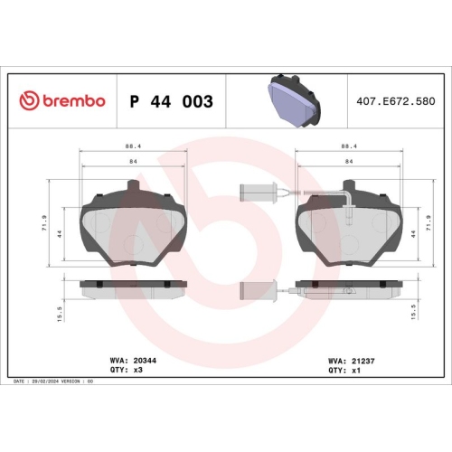 BREMBO Bremsbelagsatz, Scheibenbremse PRIME LINE