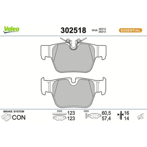 VALEO Bremsbelagsatz, Scheibenbremse ESSENTIAL