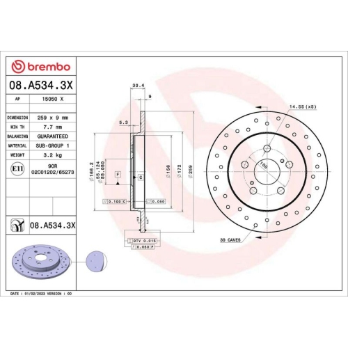 BREMBO Bremsscheibe XTRA LINE - Xtra