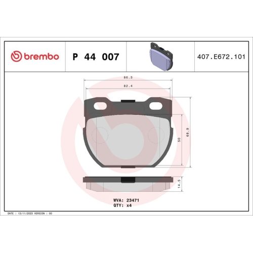 BREMBO Bremsbelagsatz, Scheibenbremse PRIME LINE