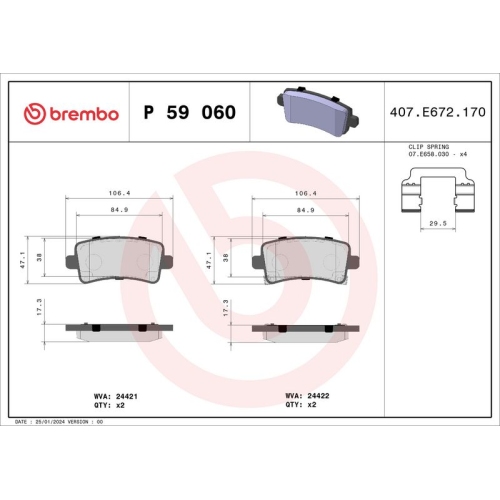 BREMBO Bremsbelagsatz, Scheibenbremse PRIME LINE