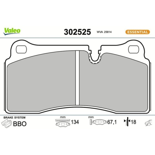 VALEO Bremsbelagsatz, Scheibenbremse ESSENTIAL