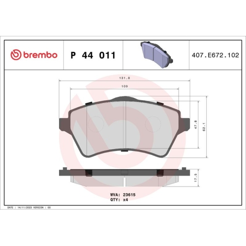 BREMBO Bremsbelagsatz, Scheibenbremse PRIME LINE