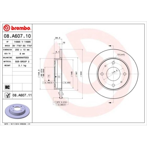 BREMBO Bremsscheibe PRIME LINE - UV Coated