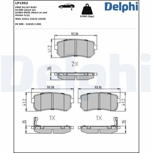 DELPHI Bremsbelagsatz, Scheibenbremse