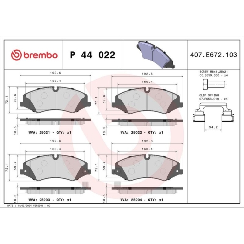 BREMBO Bremsbelagsatz, Scheibenbremse PRIME LINE