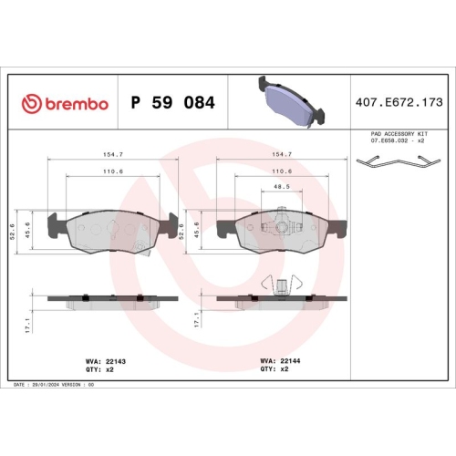 BREMBO Bremsbelagsatz, Scheibenbremse PRIME LINE