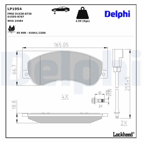 DELPHI Bremsbelagsatz, Scheibenbremse