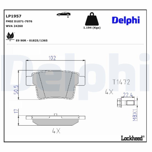 DELPHI Bremsbelagsatz, Scheibenbremse