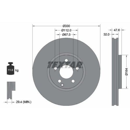 TEXTAR Bremsscheibe PRO+