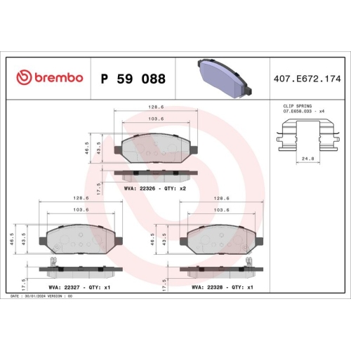 BREMBO Bremsbelagsatz, Scheibenbremse PRIME LINE