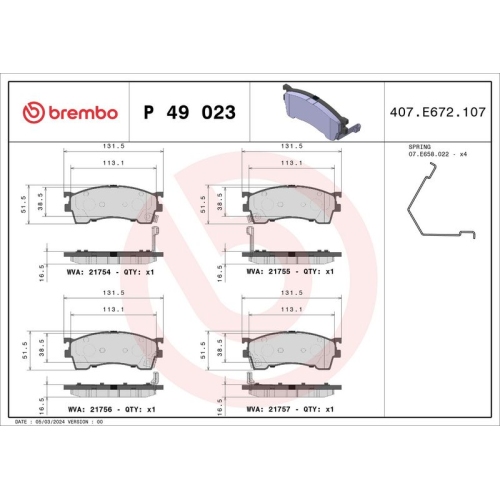 BREMBO Bremsbelagsatz, Scheibenbremse PRIME LINE