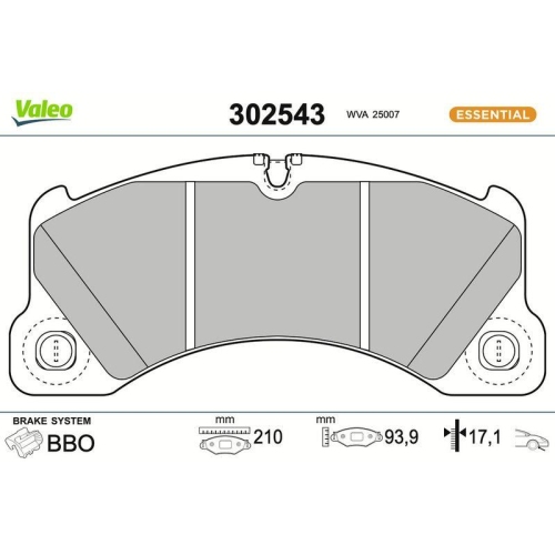 VALEO Bremsbelagsatz, Scheibenbremse ESSENTIAL