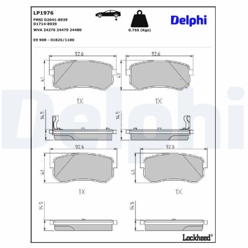 DELPHI Bremsbelagsatz, Scheibenbremse