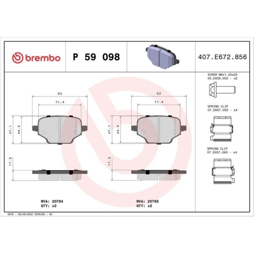 BREMBO Bremsbelagsatz, Scheibenbremse PRIME LINE