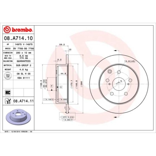 BREMBO Bremsscheibe PRIME LINE - UV Coated