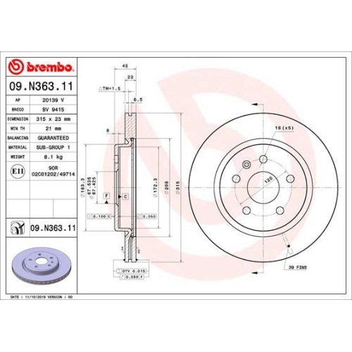 BREMBO Bremsscheibe PRIME LINE - UV Coated