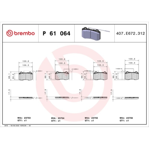 BREMBO Bremsbelagsatz, Scheibenbremse PRIME LINE