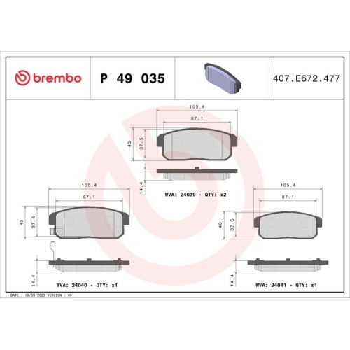 BREMBO Bremsbelagsatz, Scheibenbremse PRIME LINE