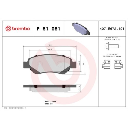 BREMBO Bremsbelagsatz, Scheibenbremse PRIME LINE