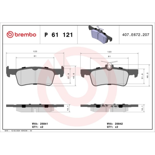 BREMBO Bremsbelagsatz, Scheibenbremse PRIME LINE