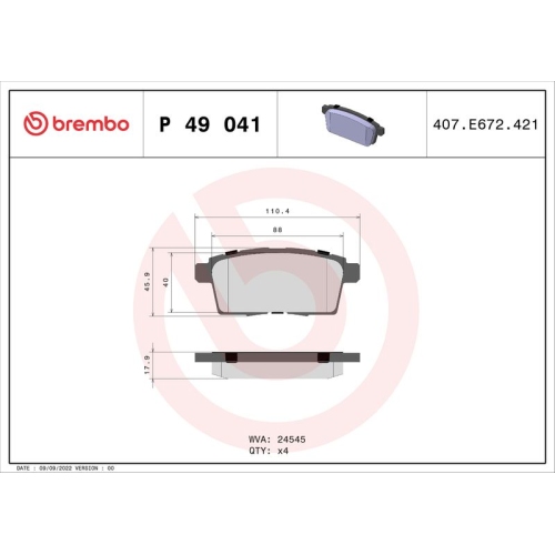 BREMBO Bremsbelagsatz, Scheibenbremse PRIME LINE