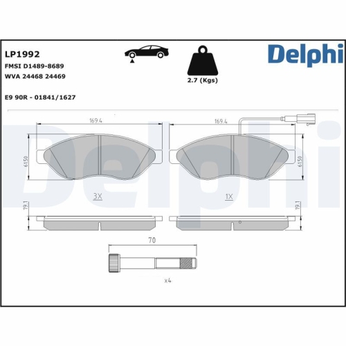 DELPHI Bremsbelagsatz, Scheibenbremse