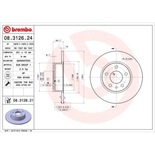 BREMBO Bremsscheibe PRIME LINE - UV Coated