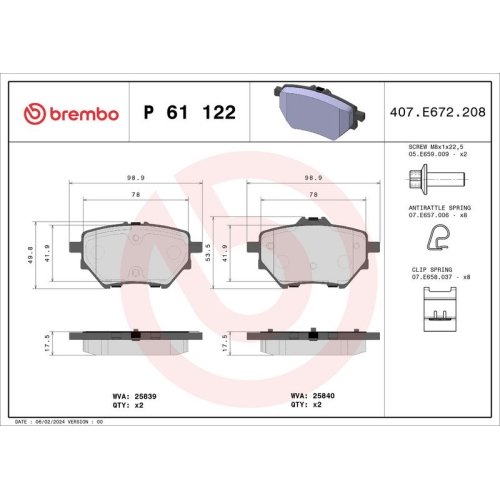 BREMBO Bremsbelagsatz, Scheibenbremse PRIME LINE