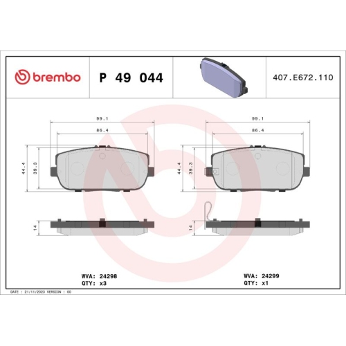 BREMBO Bremsbelagsatz, Scheibenbremse PRIME LINE