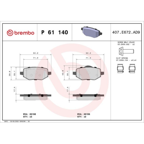 BREMBO Bremsbelagsatz, Scheibenbremse PRIME LINE