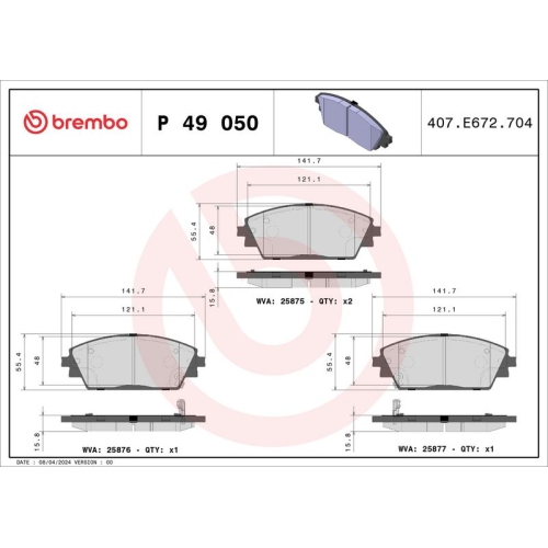 BREMBO Bremsbelagsatz, Scheibenbremse PRIME LINE