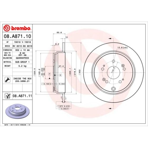 BREMBO Bremsscheibe PRIME LINE - UV Coated