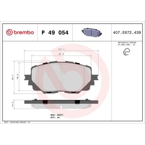 BREMBO Bremsbelagsatz, Scheibenbremse PRIME LINE