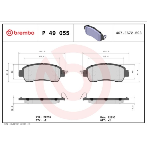 BREMBO Bremsbelagsatz, Scheibenbremse PRIME LINE