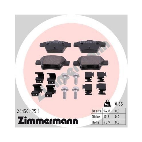 ZIMMERMANN Bremsbelagsatz, Scheibenbremse