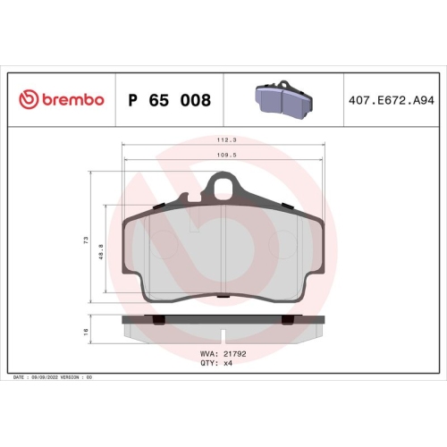 BREMBO Bremsbelagsatz, Scheibenbremse PRIME LINE