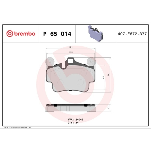 BREMBO Bremsbelagsatz, Scheibenbremse PRIME LINE