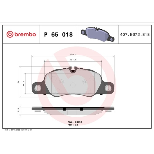 BREMBO Bremsbelagsatz, Scheibenbremse PRIME LINE