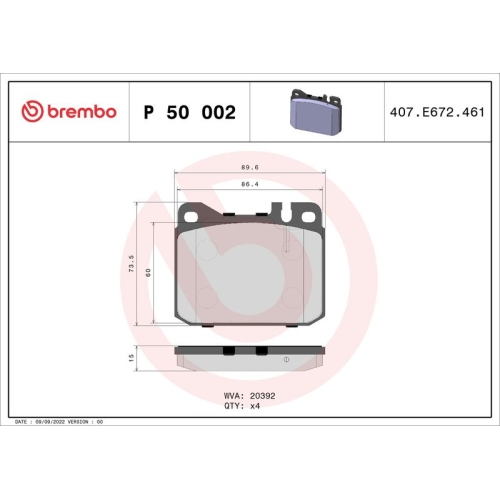 BREMBO Bremsbelagsatz, Scheibenbremse PRIME LINE