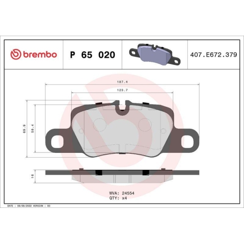 BREMBO Bremsbelagsatz, Scheibenbremse PRIME LINE