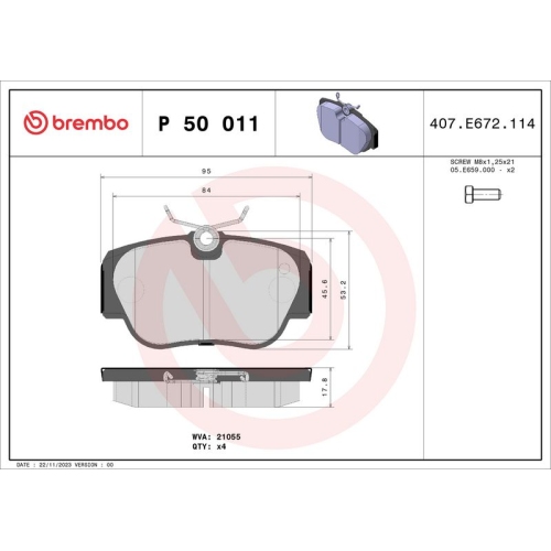 BREMBO Bremsbelagsatz, Scheibenbremse PRIME LINE